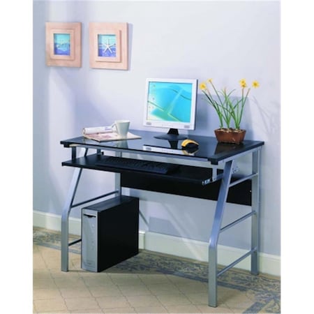 Deluxdesigns Computer Desk Silver - Clear Glass Finish DE2589281